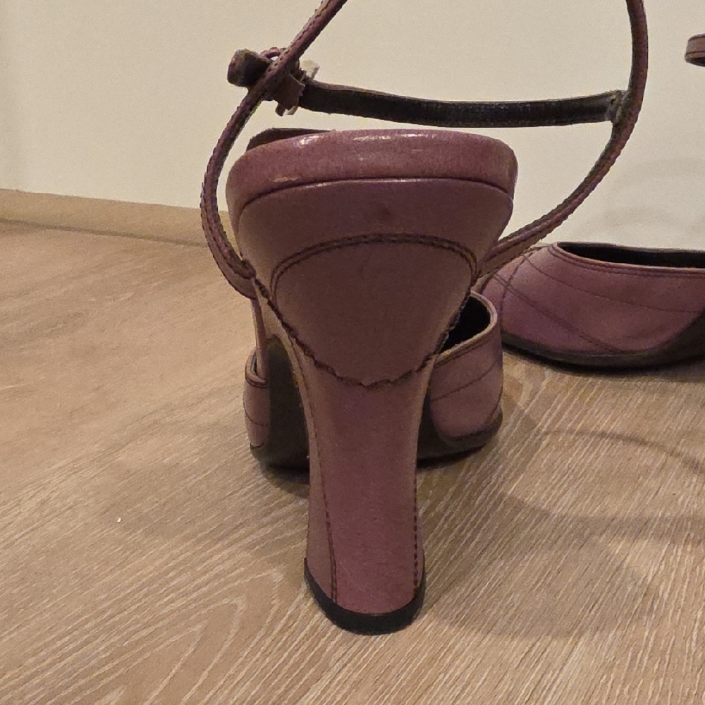 Prada Capretto Fume Petalo Decorative Stitch Mary Jane Pump Chunky Flair Heel - Picture 7 of 12